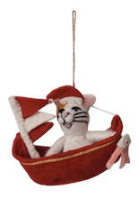 Wool Felt Animals in Sailboat Ornament