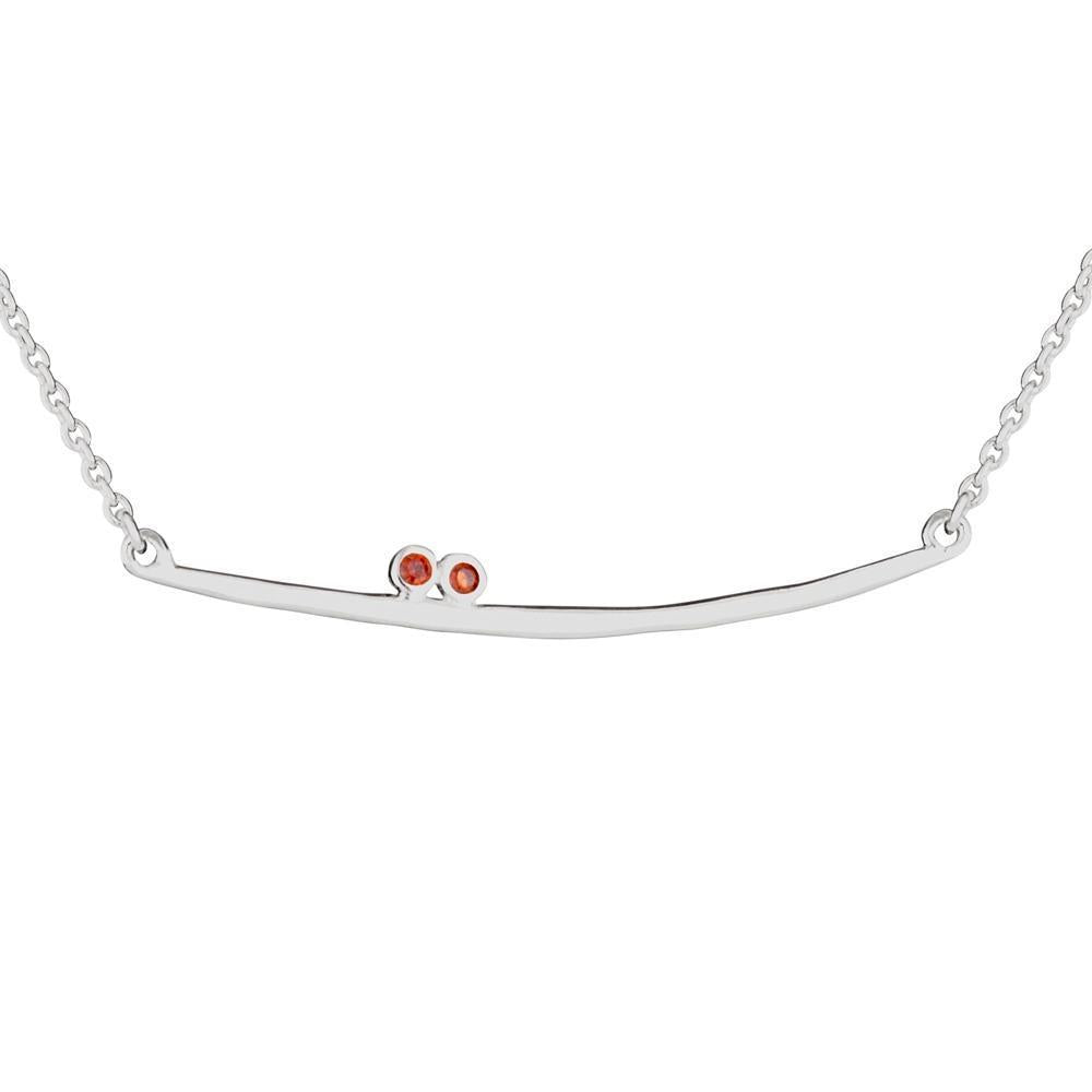 Side By Each Sterling Silver Necklace with Garnet