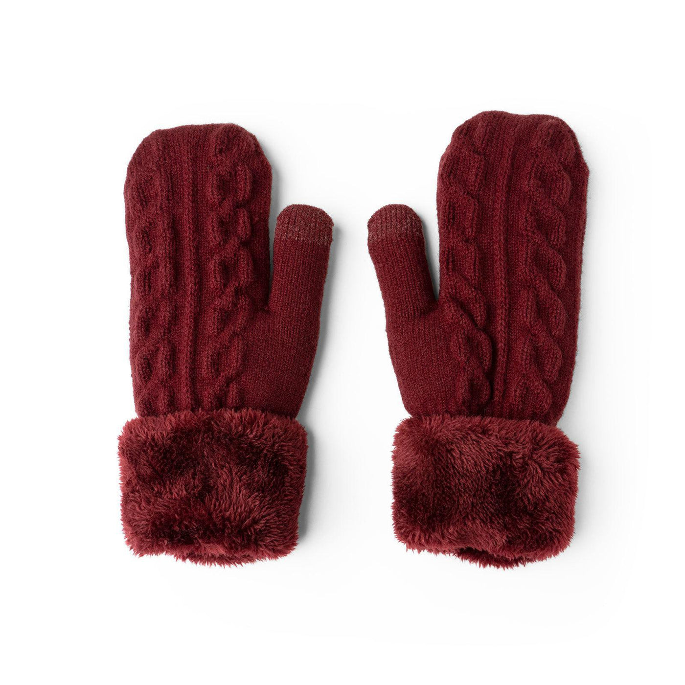 Cable Knit Mittens with Plush Cuff