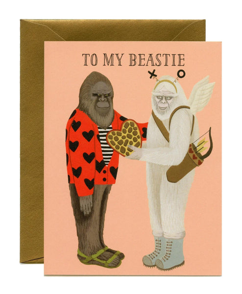 Beastie Bigfoot and Yeti Valentine's Day Card
