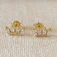 18k Gold Filled Curved Cubic Zirconia Stud Earrings