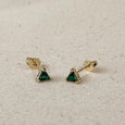 Emerald 5mm CZ Triangle Stud