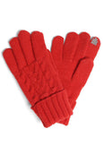 Solid Cable Knit Gloves with Flip Cuff