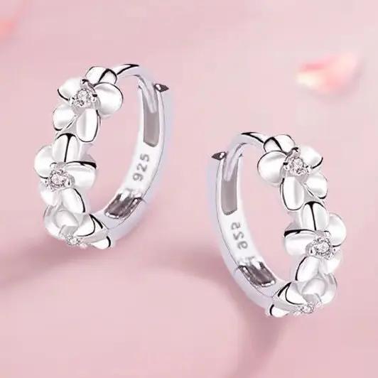 Dainty Camellia Flower Huggie Earring