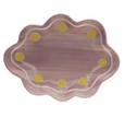 Stoneware Scalloped Dish with Wax Relief Design, 4 Colors