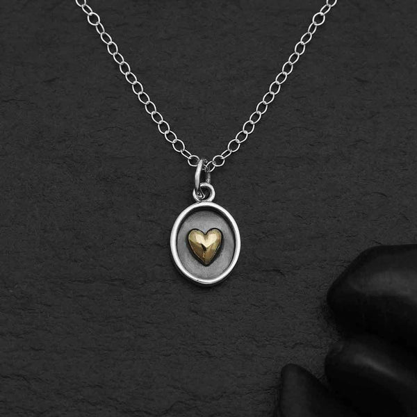 Silver 18 Inch Shadow Box and Bronze Heart Necklace