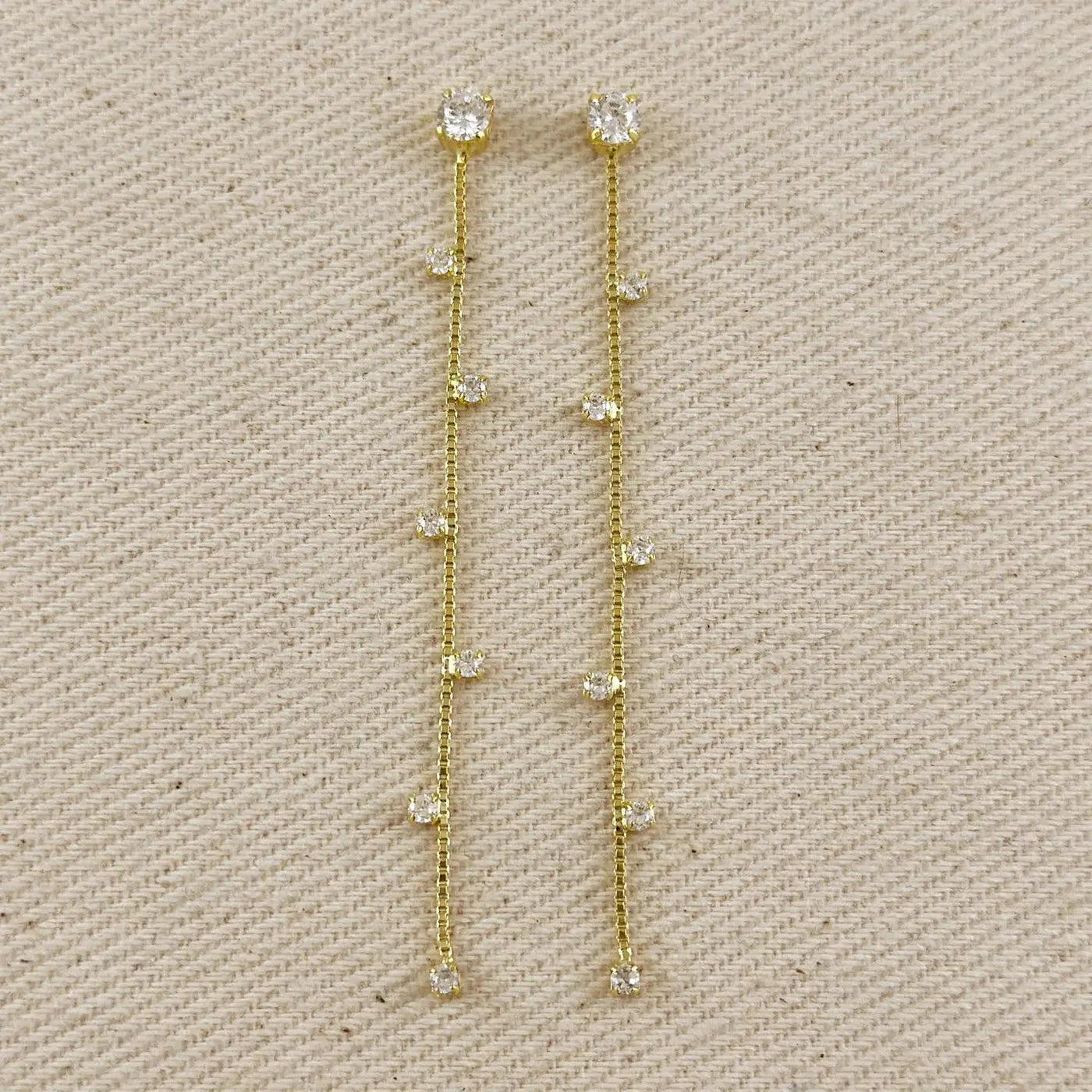 18k Gold Filled Scattered CZ Dangling Earrings