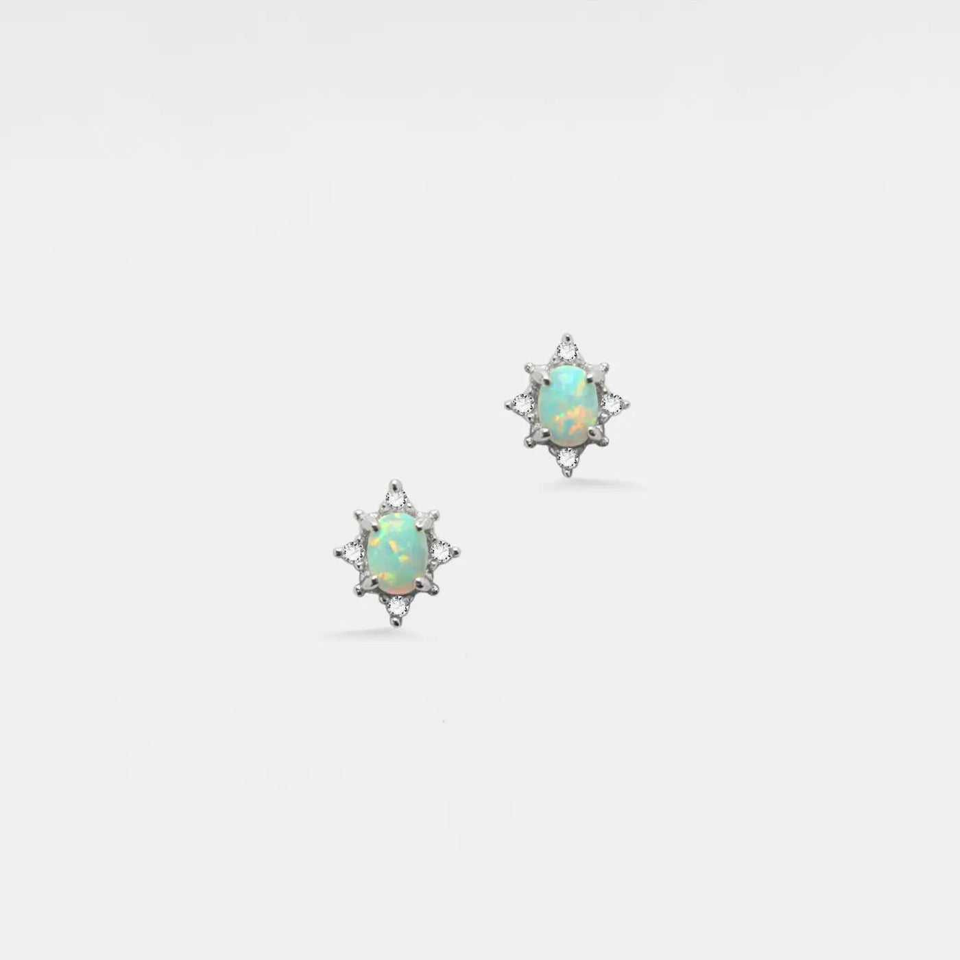 Tiny Vintage Style Opal Star Stud Earrings