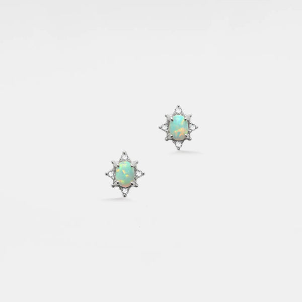 Tiny Vintage Style Opal Star Stud Earrings