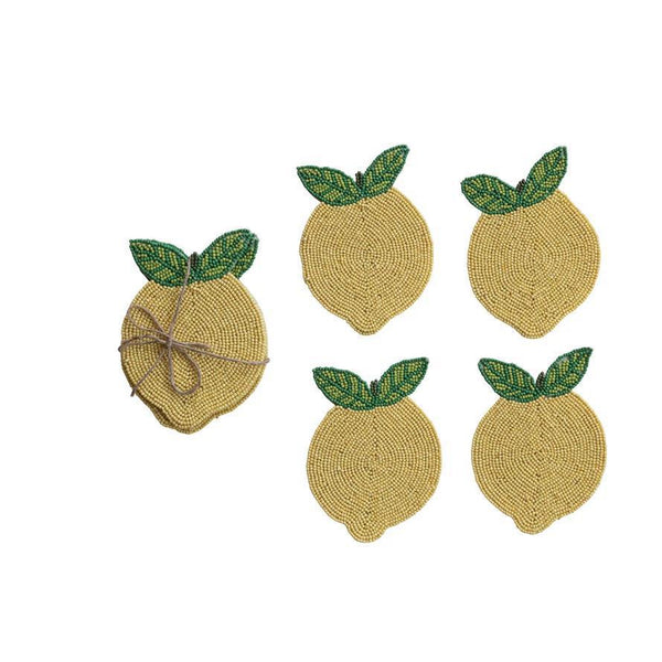 Beaded Glass Lemon Coasters