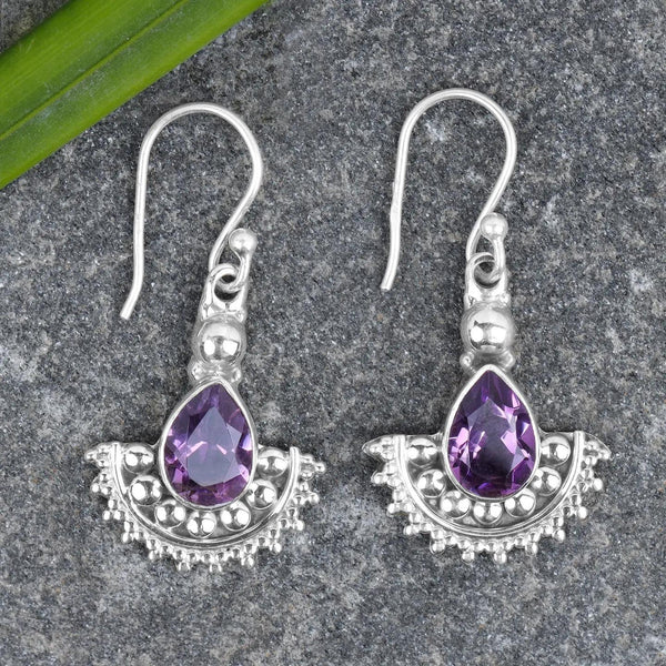 Sterling Silver Amethyst Dangle Earrings