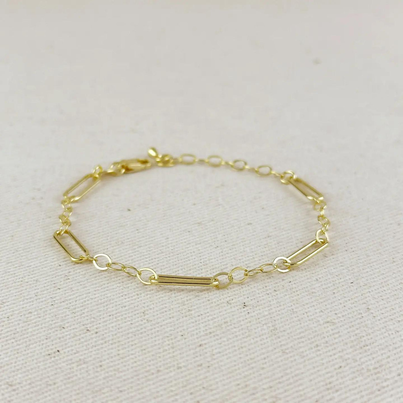 18K Gold Filled Paperclip & Links Chain Bracelet