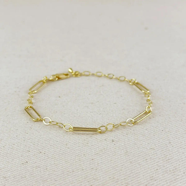 18K Gold Filled Paperclip & Links Chain Bracelet