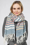 Multi Color Stripe Fringe Scarf (3 Colorways)