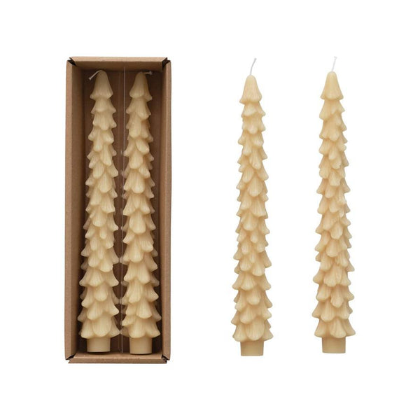 Unscented Tree Shaped Taper Candles, Set of 2