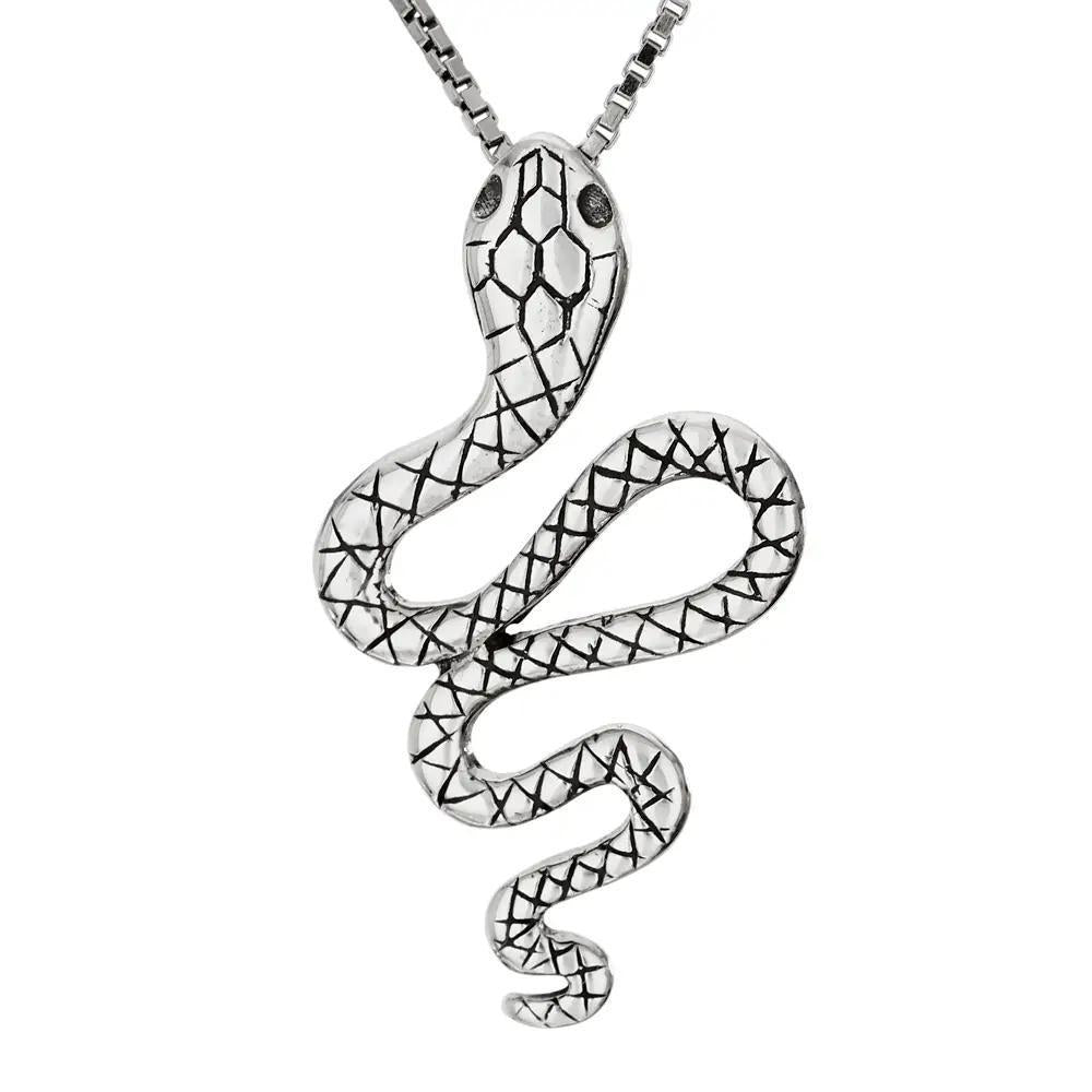 Slithering Snake Sterling Silver Pendant Necklace