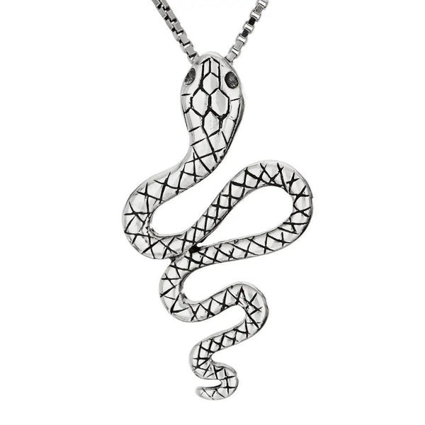 Slithering Snake Sterling Silver Pendant Necklace