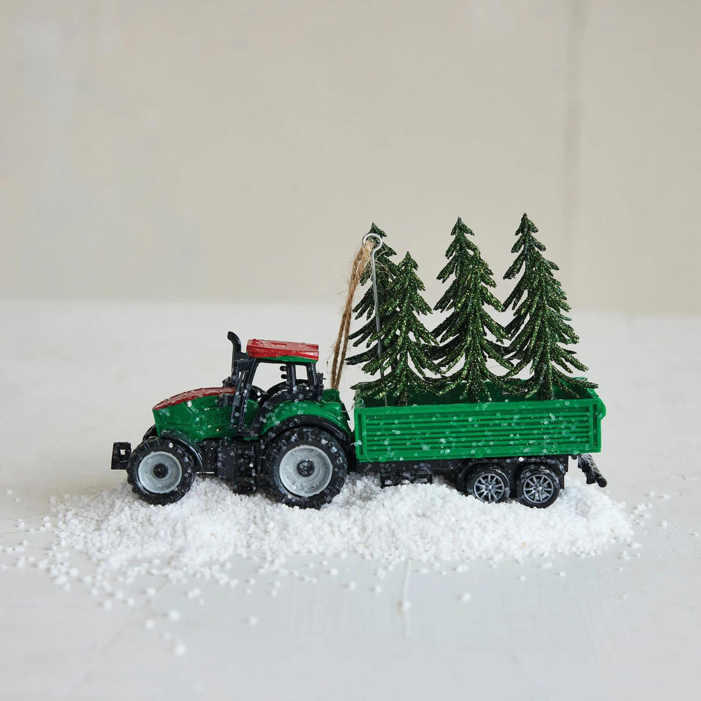 Tractor Trailer with Glitter Trees Ornament