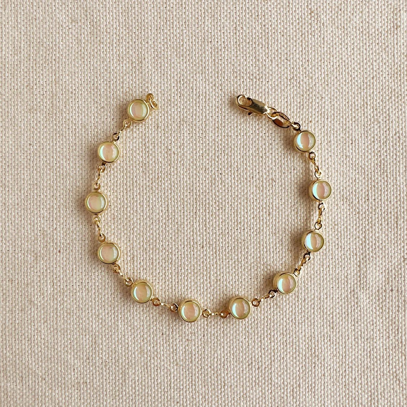 18K Gold Filled Rounded Opal Bracelet