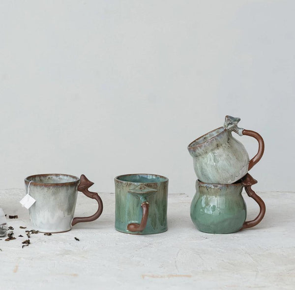 Stoneware Mushroom-Handled Mug