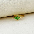18k Gold-Filled Flower Ring with Emerald CZ