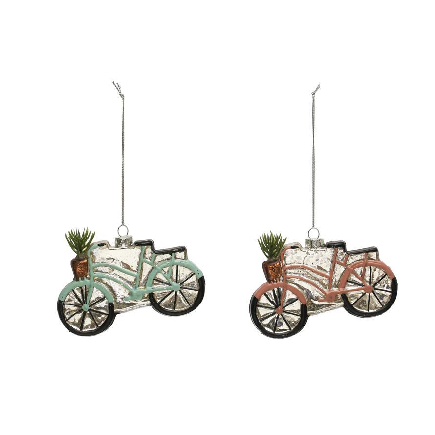 Hand-Painted Glass Bicycle Ornament
