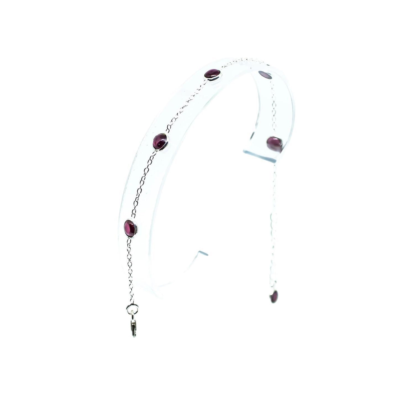 Garnet Sterling Silver Adjustable Bracelet
