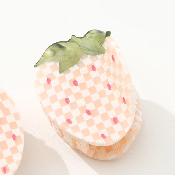 Gingham Strawberry Claw Clip