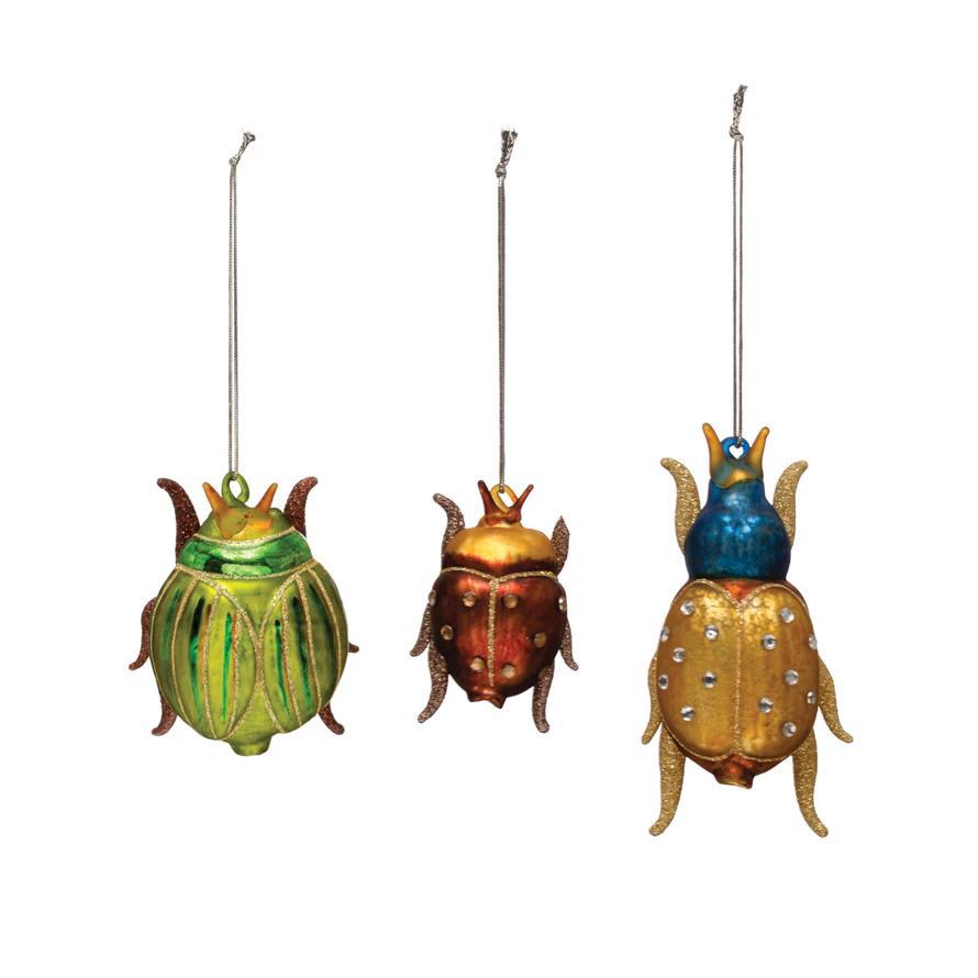 Mercury Glass Beetle Ornament (3 Designs)