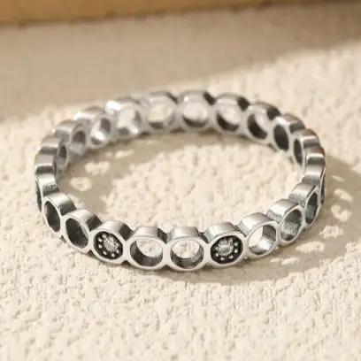 Dual Moissanite Open Circle Ring in Sterling Silver