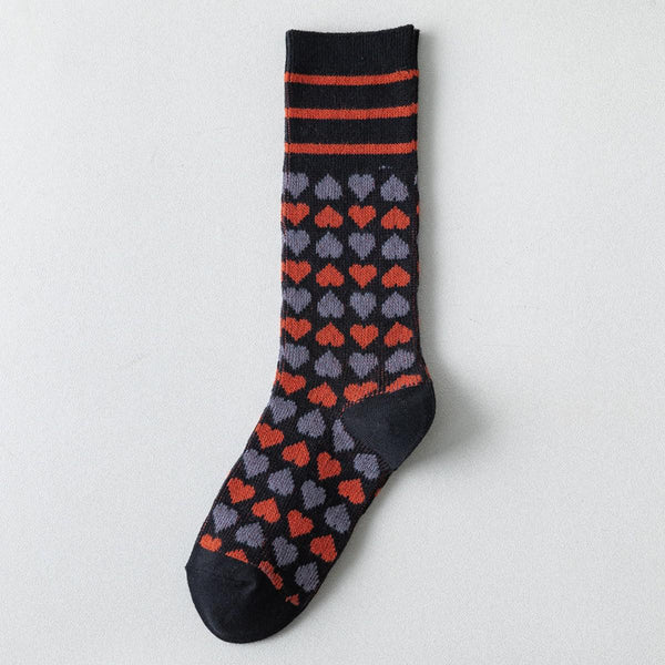 Vintage Love Print Mid-Tube Socks