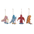 Wool Felt Dinosaur on Skateboard Ornament