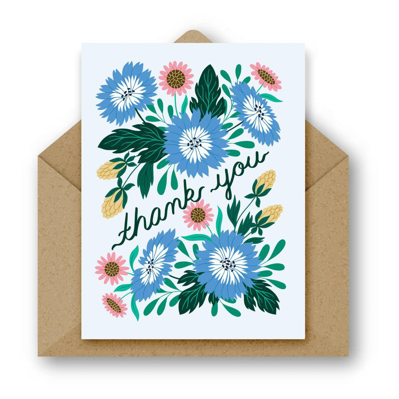 Thank You Blue Floral Greeting Card