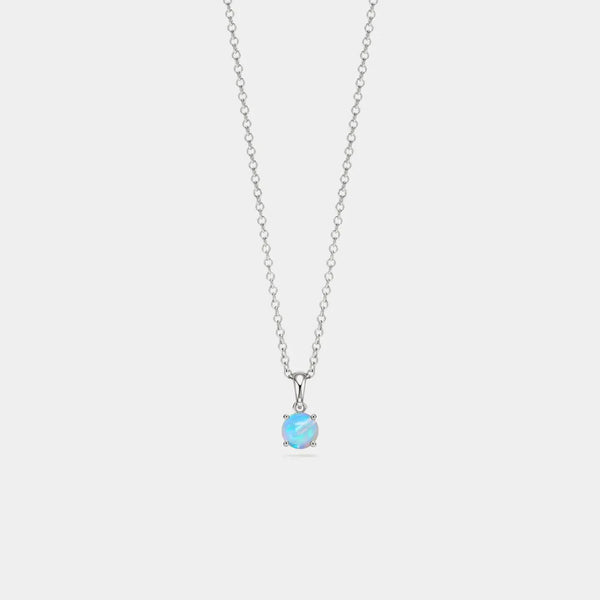 Solitaire Round Opal Pendant Necklace