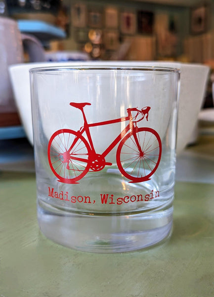 Madison Wisconsin Bike Rocks Glass