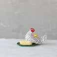 Hand-Painted Hen Shaped Butter Dish with Chicks