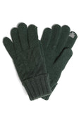 Solid Cable Knit Gloves with Flip Cuff