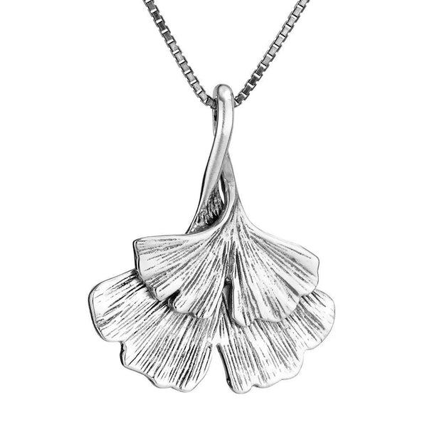 Ginkgo Leaf Sterling Silver Pendant Necklace