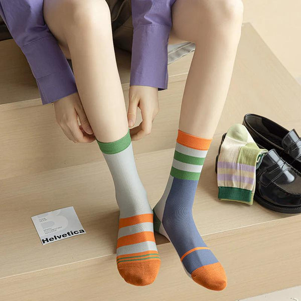 Rufia Asymmetric Striped Socks