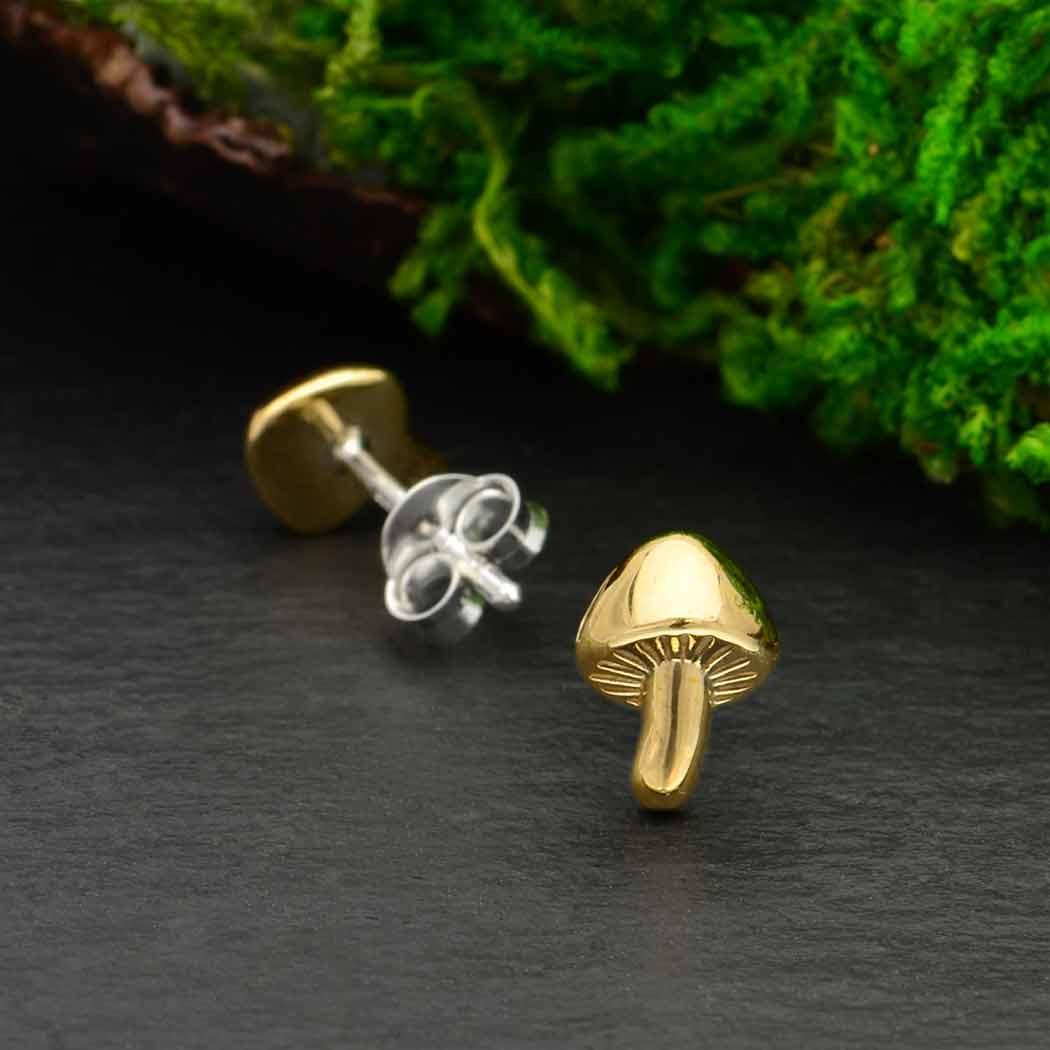 Bronze Mushroom Stud Earrings