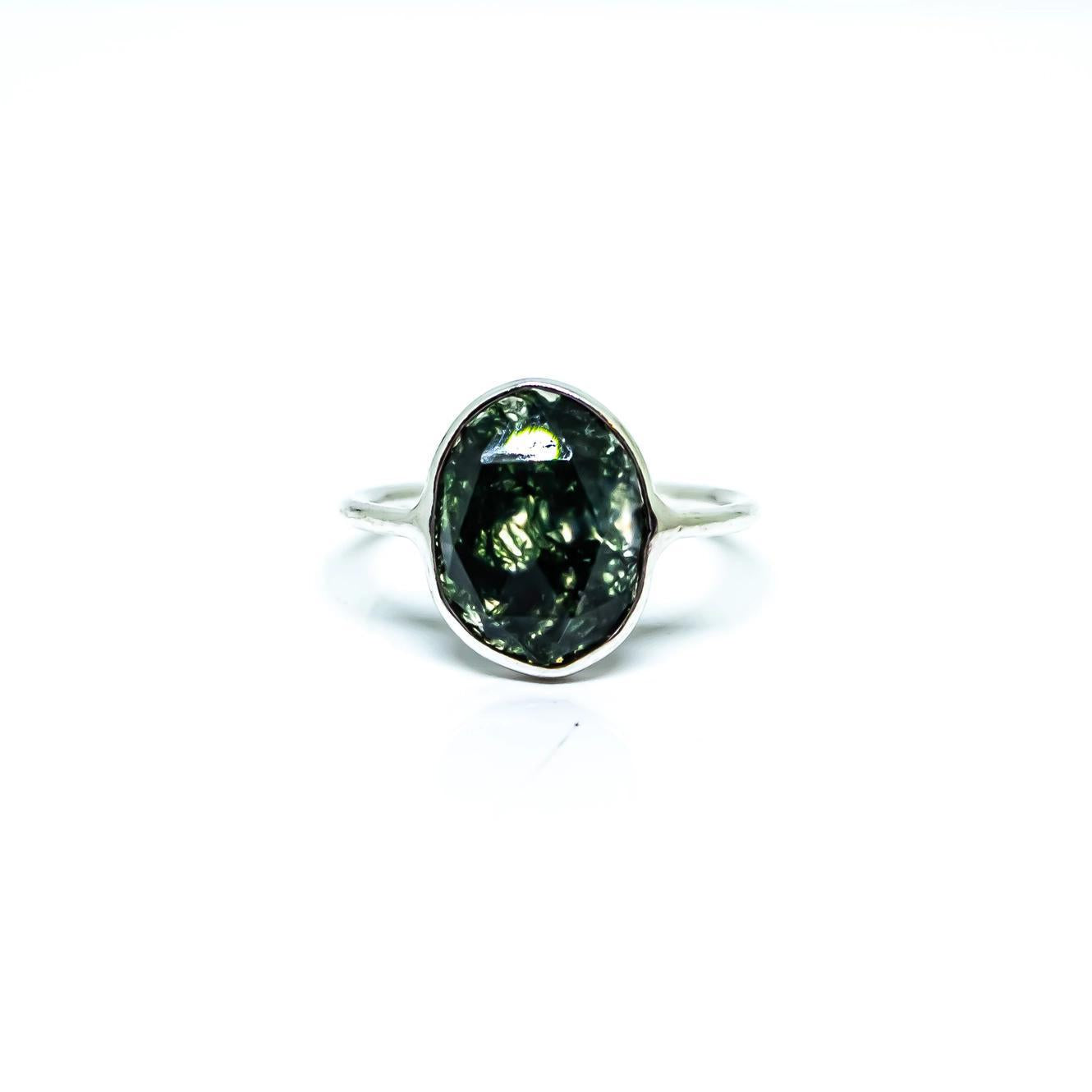 Moss Agate Ring Sterling Silver