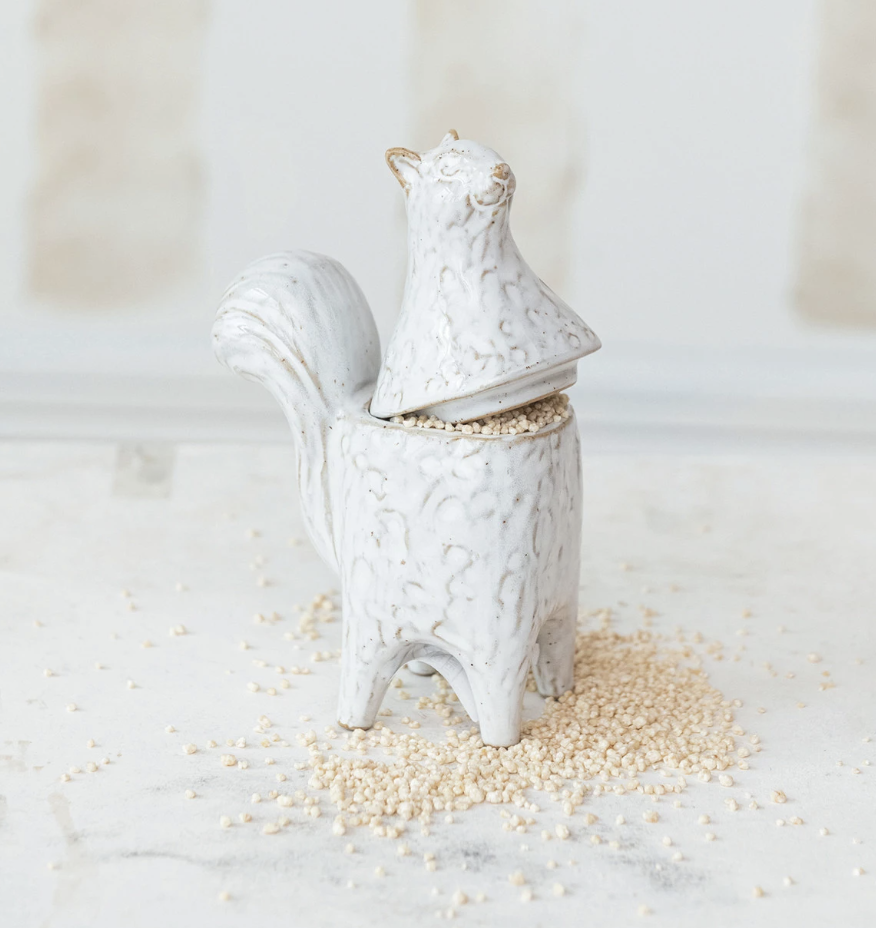 Stoneware Squirrel Shaped Jar