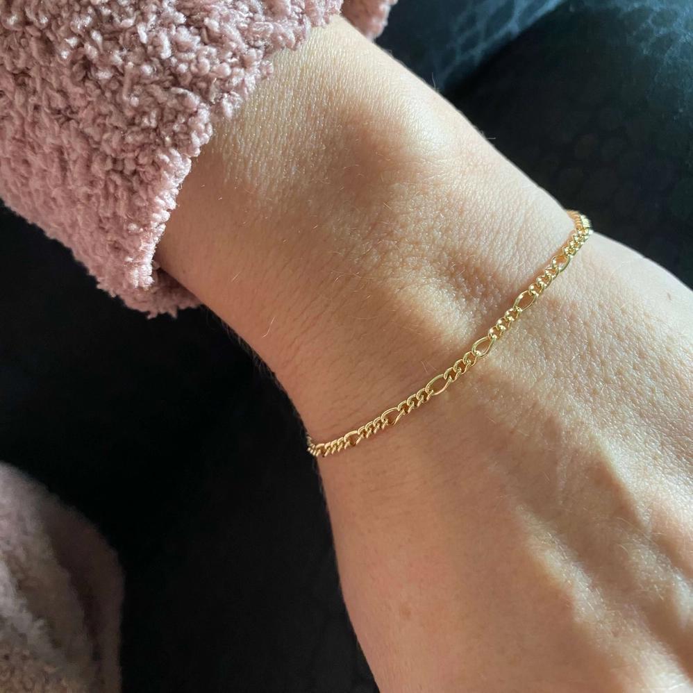 18k Gold Filled Rounded Figaro Chain Bracelet