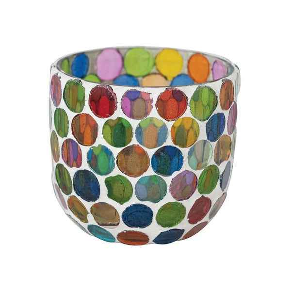 Multi Color Glass Mosaic Votive Holder