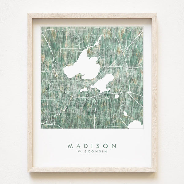 Madison Wisconsin Painted Map 11x14 (3 colors)