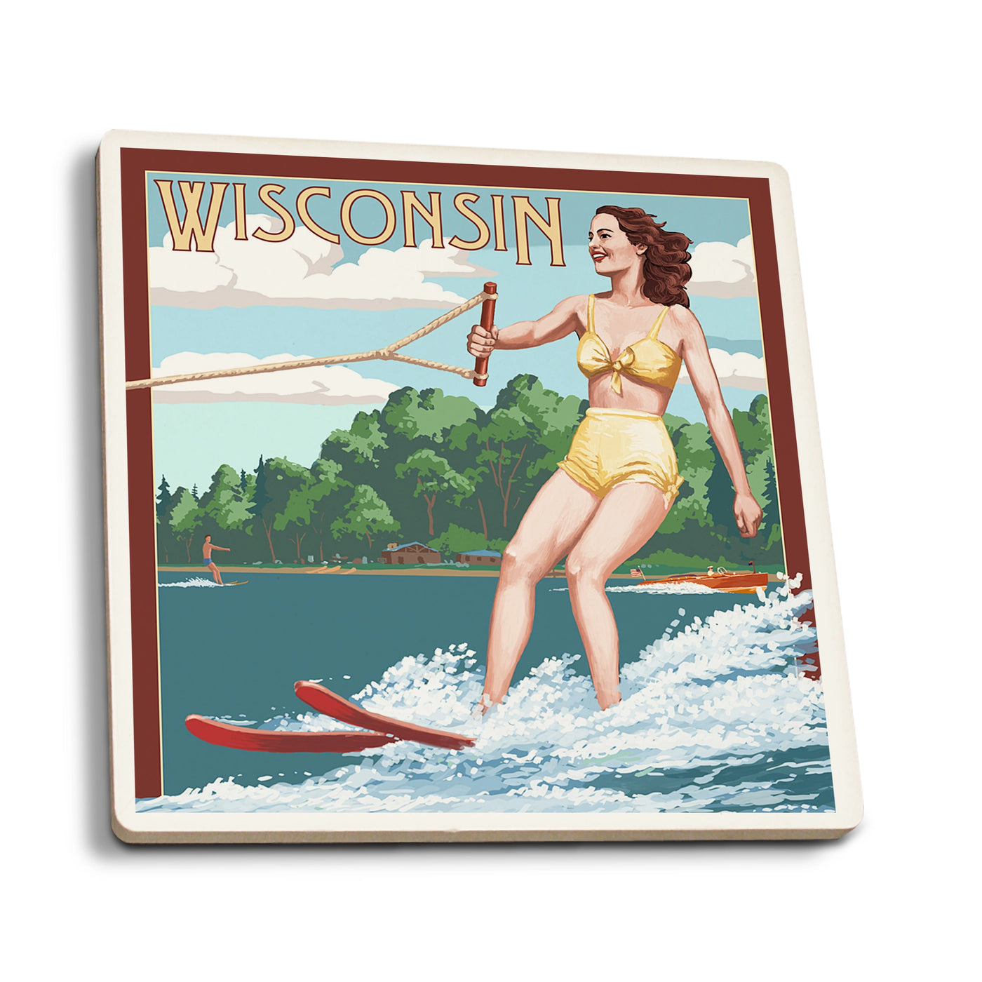 Wisconsin Water Skier Ceramic Coaster
