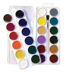 Set of 24 Semi-Moist Watercolors w/ Brush