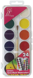 Set of 24 Semi-Moist Watercolors w/ Brush