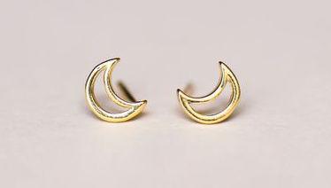 Crescent Moon Stud Earrings