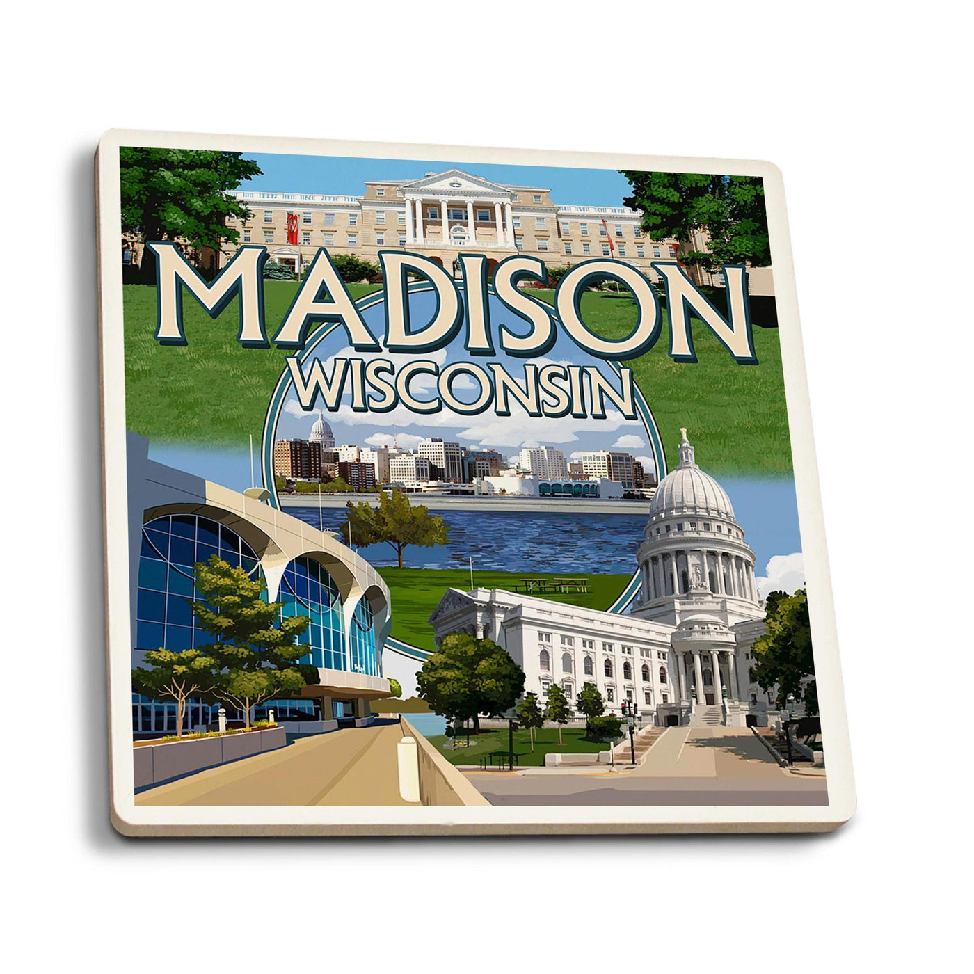 Madison Wisconsin Montage Scenes Coaster